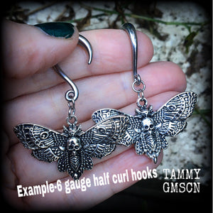 Deaths head moth gauged earrings