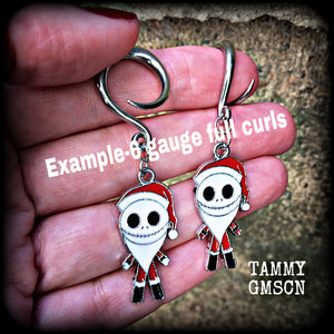 Jack Skellington earrings-Christmas tunnel earrings