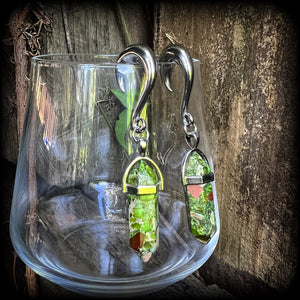 Green Ocean jasper gauged earrings