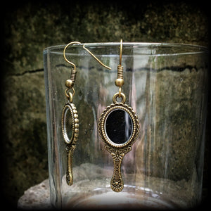 Bronze mirror earrings-Antique bronze earrings