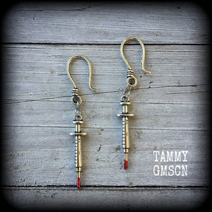 Halloween earrings-Syringe earrings