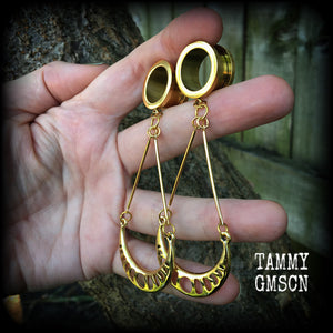 Moon phases ear gauges-Tunnel dangles