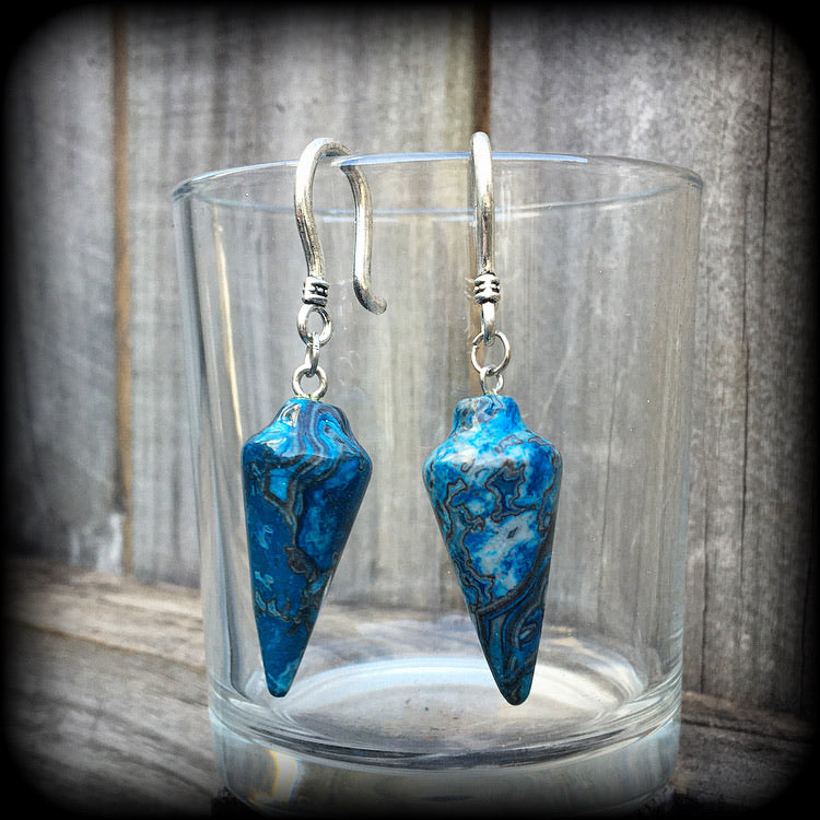 Blue lace agate earrings-Gemstone earrings