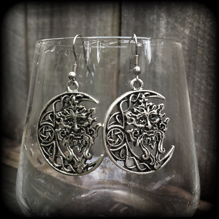 Green man earrings-Greenman earrings