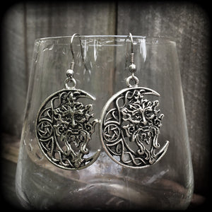 Green man earrings-Greenman earrings