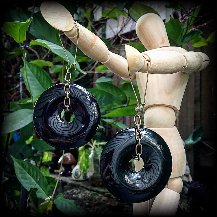 Black obsidian earrings-Gemstone earrings