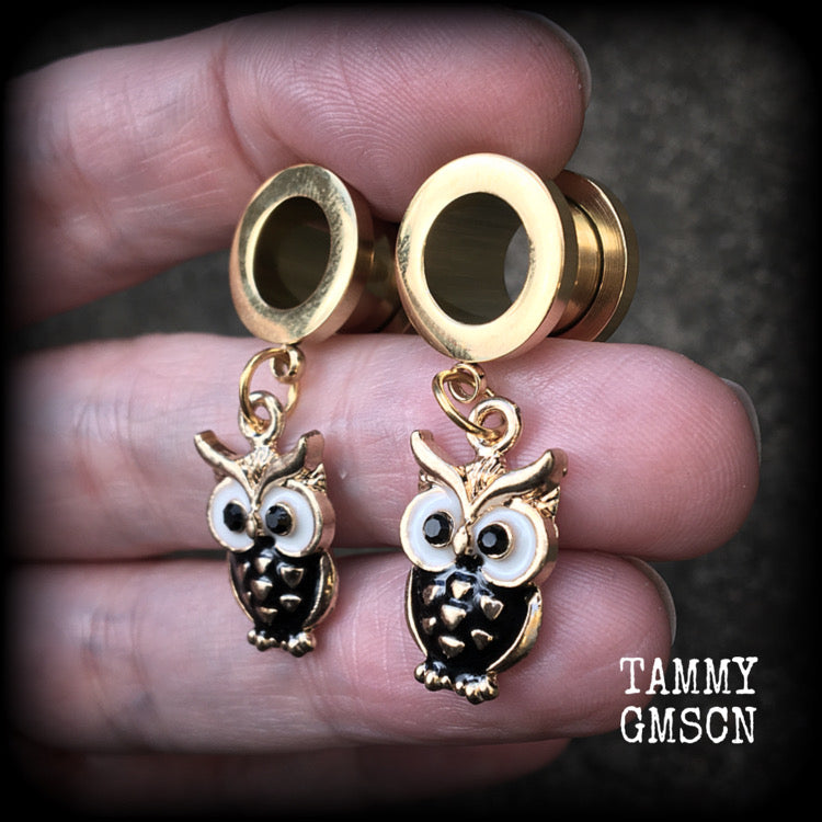 Owl tunnel earrings