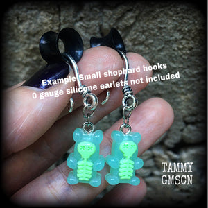 Tunnel dangles Gummy bears Halloween Candy Halloween earrings Halloween ear hangers Skeleton earrings