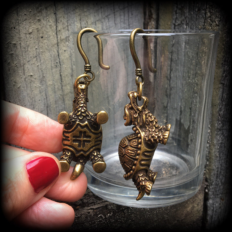 Dragon turtle earrings-Ear hangers