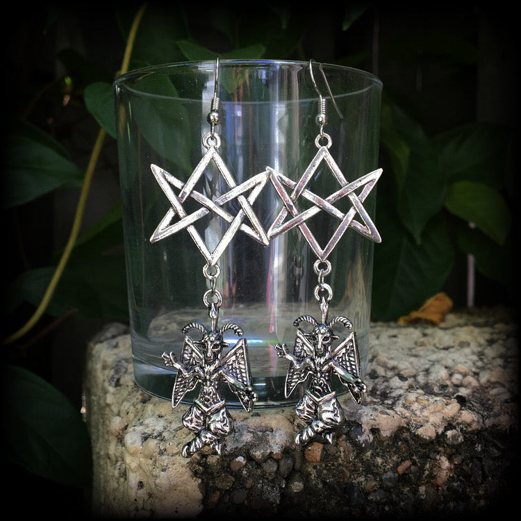 Baphomet earrings-Unicursal hexagram earrings