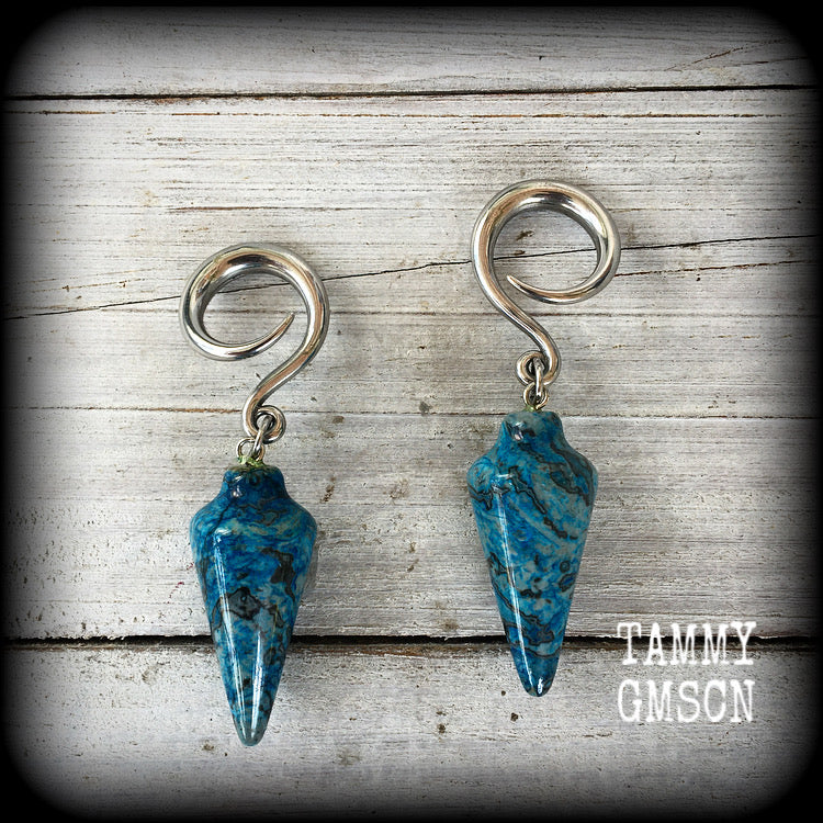 Ocean jasper ear hangers