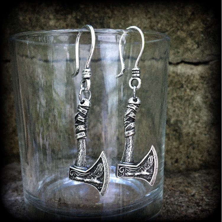 Viking axe earrings-Nordic axe earrings-Viking jewelry