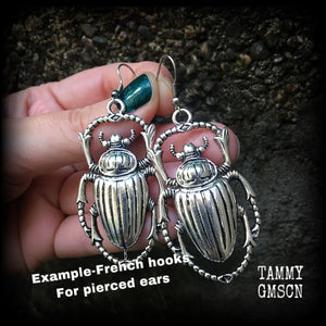 Scarab beetle earrings Insect earrings Beetles earrings Bugs jewelry Bugs earrings Arachnids Big bugs Body jewelry Pierced ears Ear gauges Earrings for stretched ears Stretched lobes Gauged earrings Gauged ears