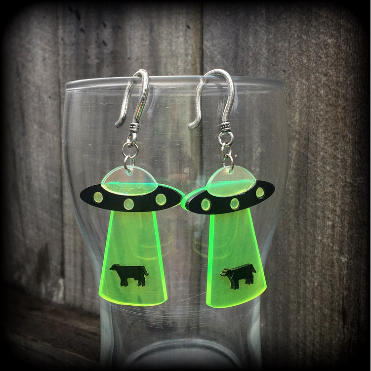 Cow abduction earrings 