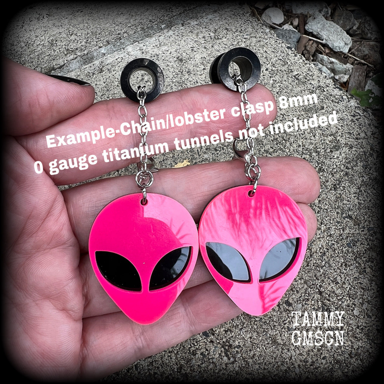 Hot Pink alien earrings