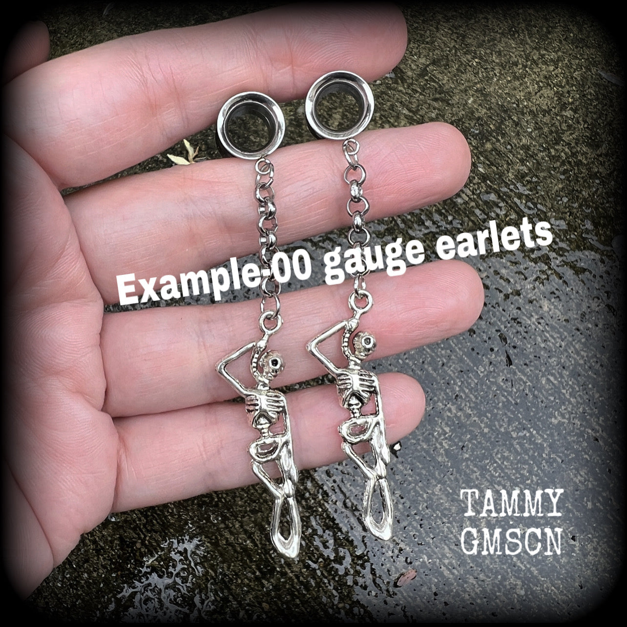 Skeleton tunnel earrings-Halloween earrings