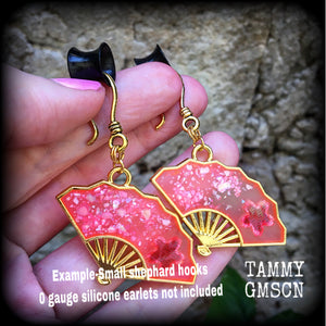 Japanese hand fan earrings-Gauged earrings