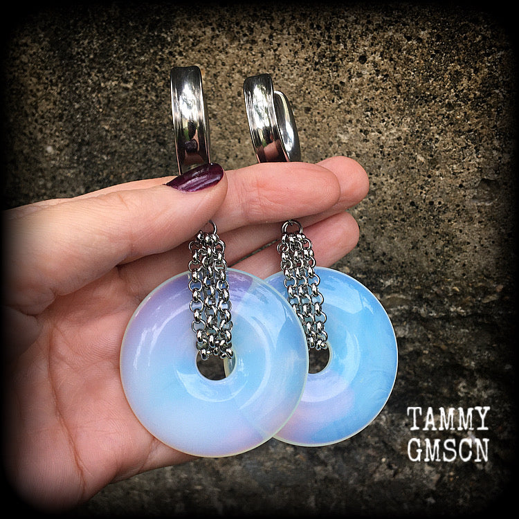 Opalite ear weights-Gauged earrings