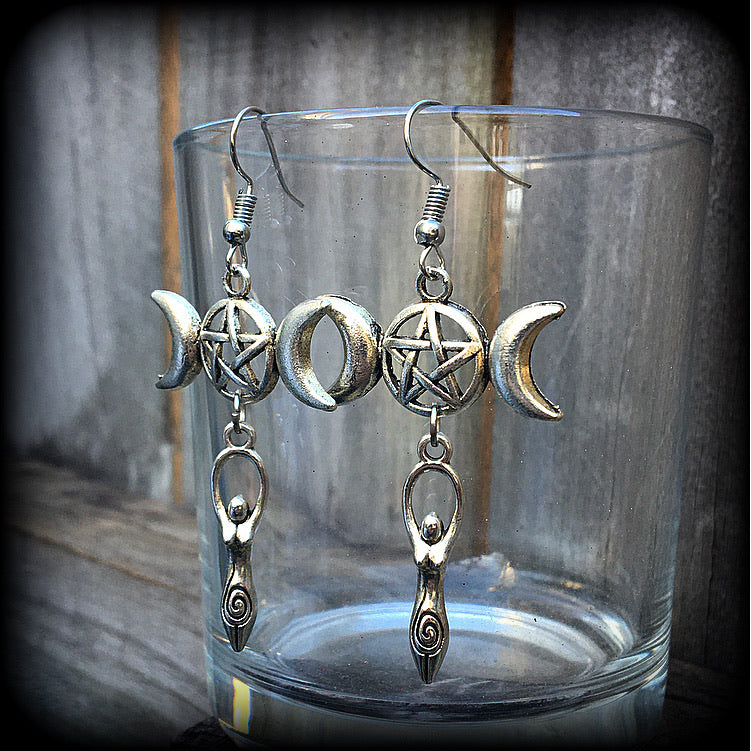 Triple goddess earrings-Maiden Mother Crone earrings