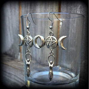 Triple goddess earrings-Maiden Mother Crone earrings