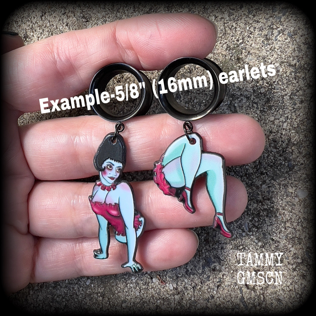 Beetlejuice earrings-Magicians assistant tunnel earrings