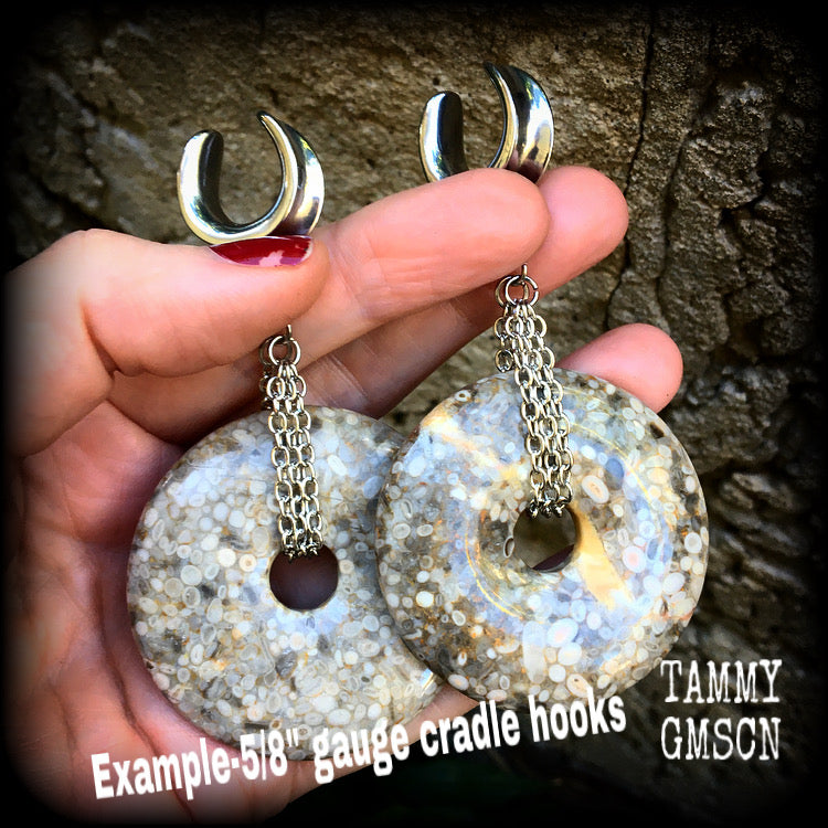 Crinoid fossil gauged earrings-Ear weights