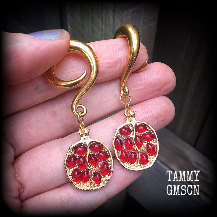 Pomegranate gauged earrings