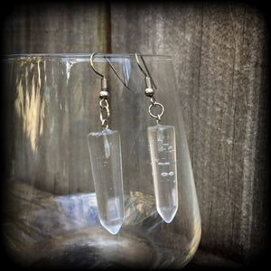 Clear quartz earrings-Gemstone earrings