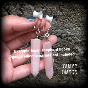 Rose quartz earrings-Ear hangers