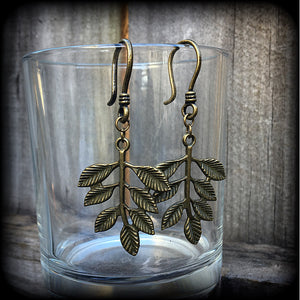 Palm frond earrings-Leafy ear hangers