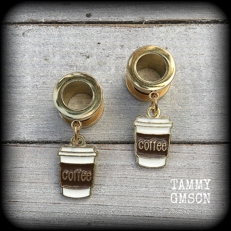 Coffee tunnel earrings 