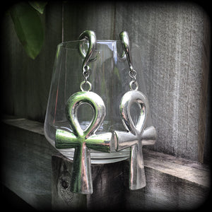 Ankh gauged earrings-Ear hangers