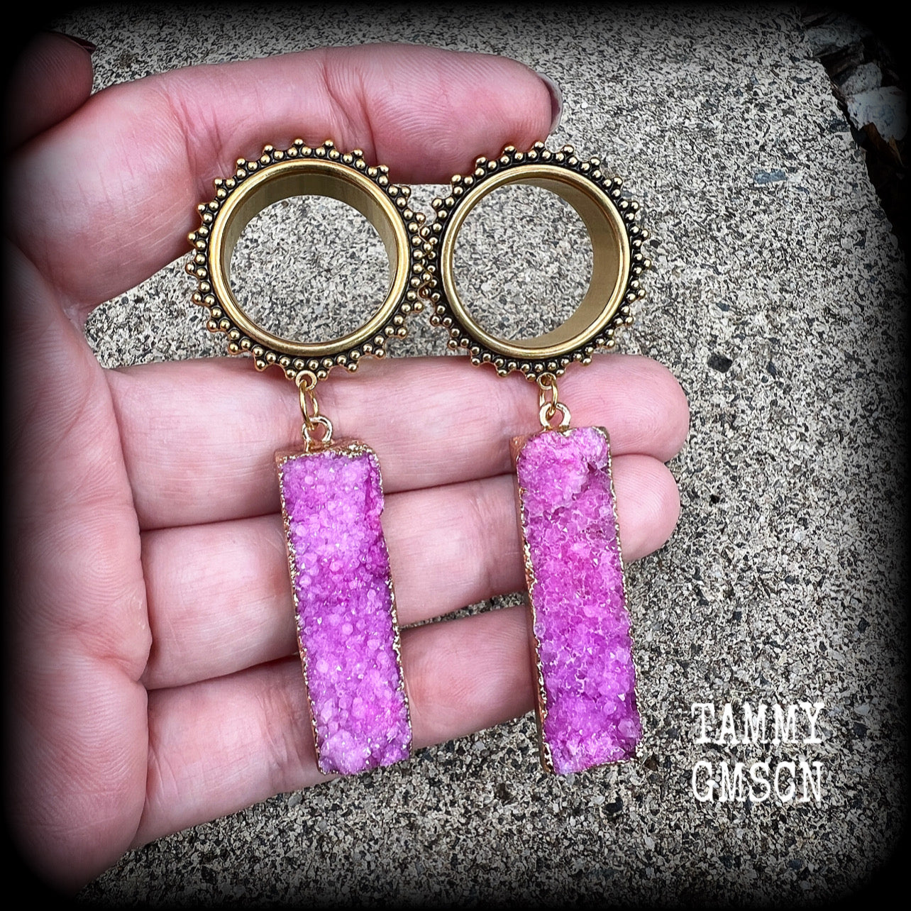 Boho tunnel earrings 