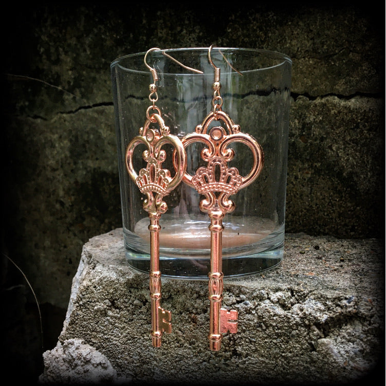 Antique key earrings