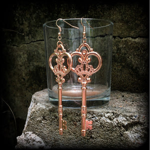 Antique key earrings