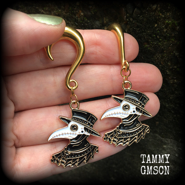 Plague doctor gauged earrings