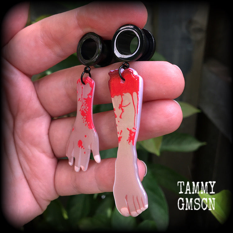 Zombie tunnel earrings-Halloween earrings