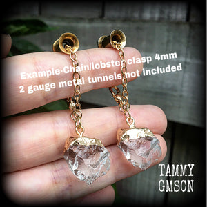 Faux clear quartz tunnel dangles