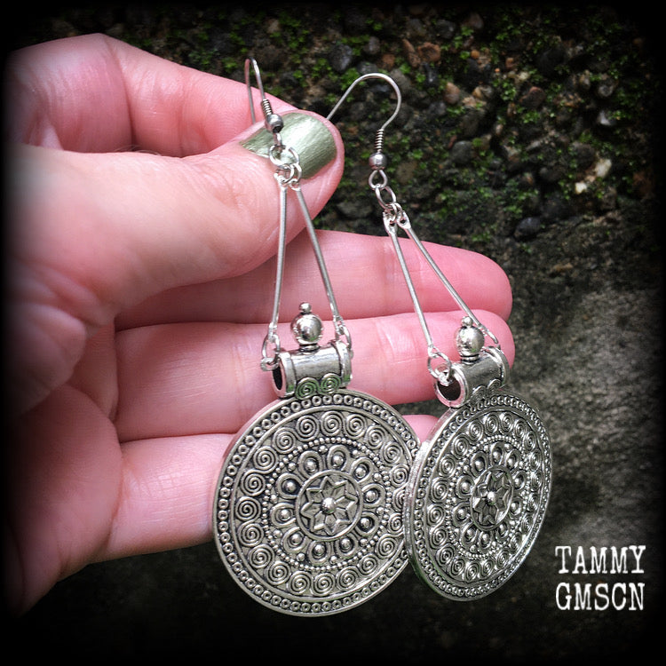 Artemis shield maiden earrings-Mandala earrings