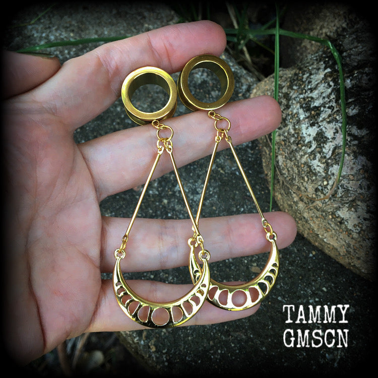 Moon phases ear gauges-Tunnel dangles