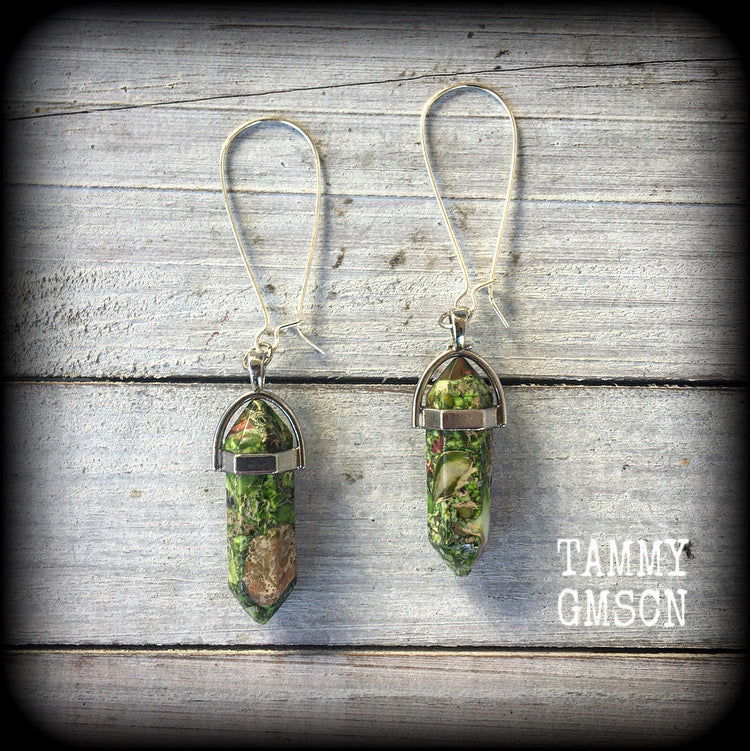 Green ocean jasper earrings