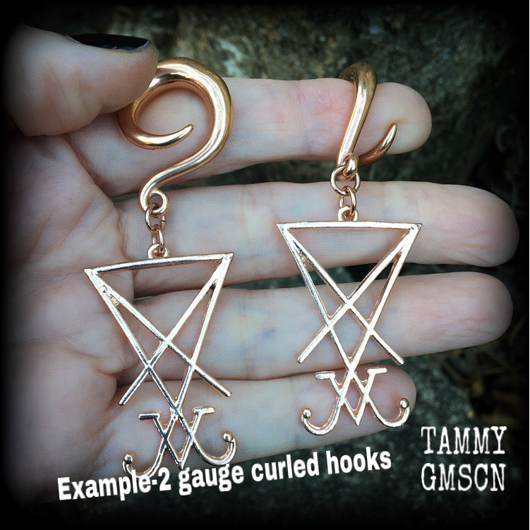 Sigil of Lucifer gauged earrings