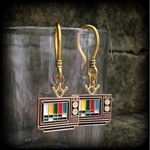 Television earrings-Tunnel friendly earrings