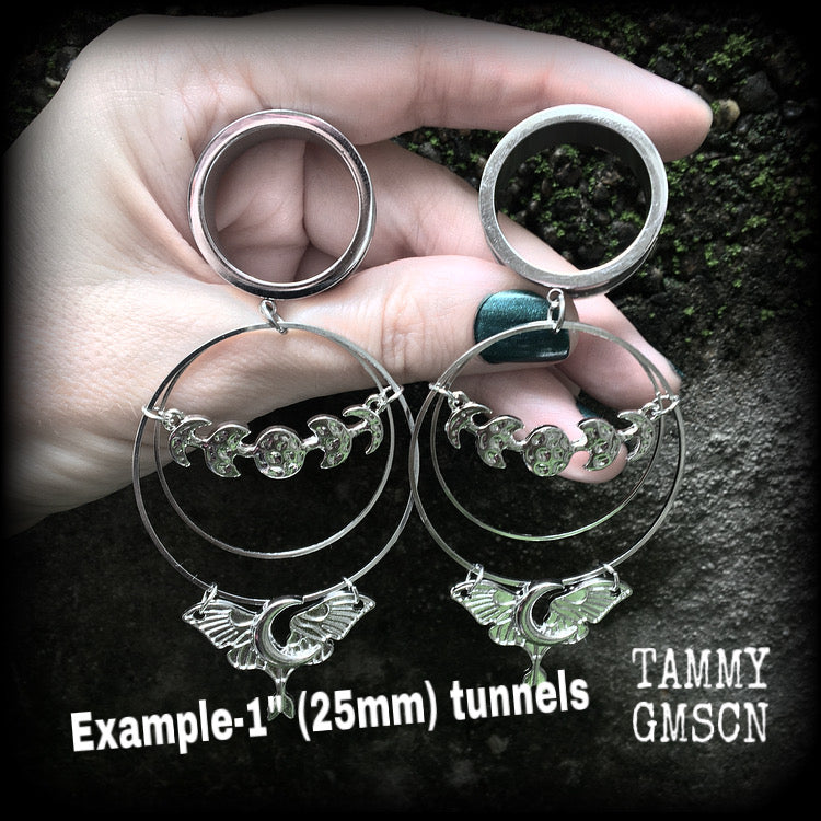 Lunar moth and moon phase tunnel dangles