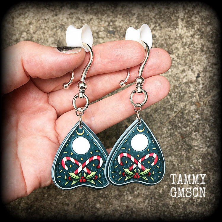 Ouija planchette earrings-Christmas earrings