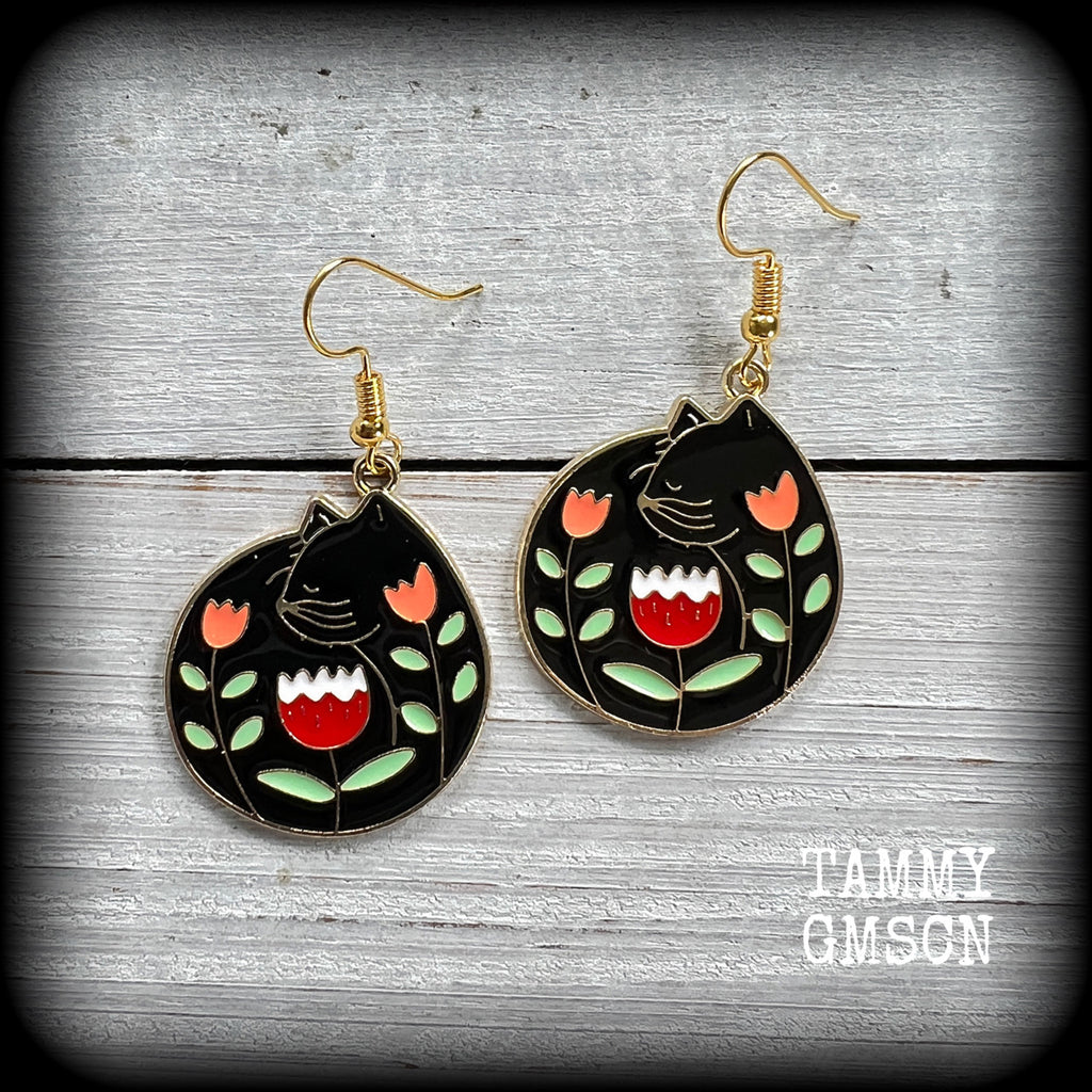 Cat earrings-Folk art earrings