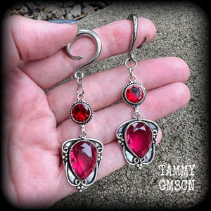 Garnet earrings-Gauged earrings