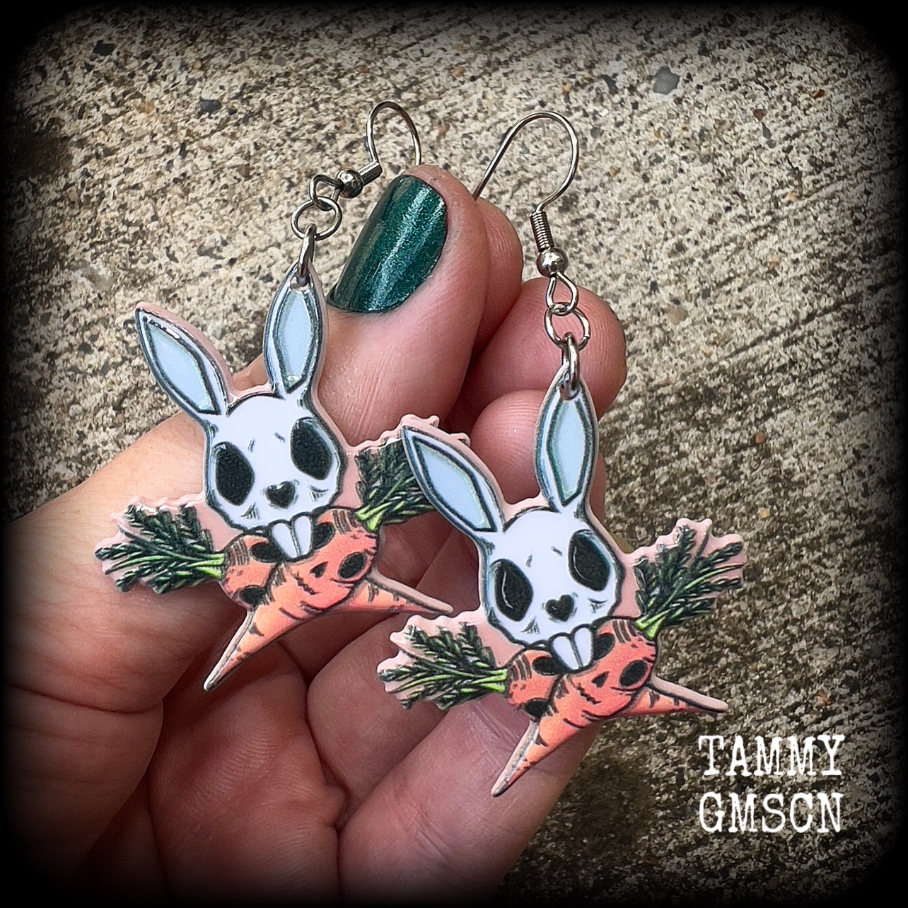 Zombie rabbit earrings-Novelty Easter earrings