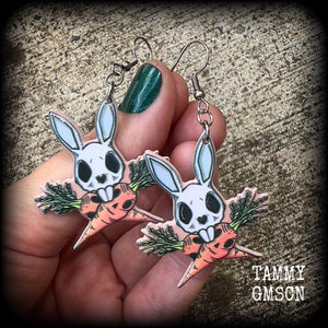 Zombie rabbit earrings-Novelty Easter earrings