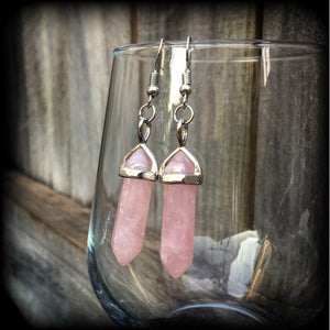 Rose quartz earrings-Gemstone earrings